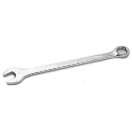 PERFORMANCE TOOL Chrome Combination Wrench, 27mm, with 12 Point Box End, Fully Polished, 14-1/4" Long W30027